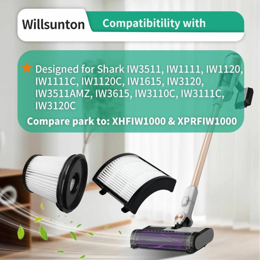 4 Pack WILLSUNTON HEPA Filters Replacement for Shark IW3511 & IW1111, Compatible with Shark Detect Pro Lightweight Cordless Stick Vacuum, Auto-Empty System, Powerfins Brushroll, 2-in-1 Handheld Vacuum Cleaner
