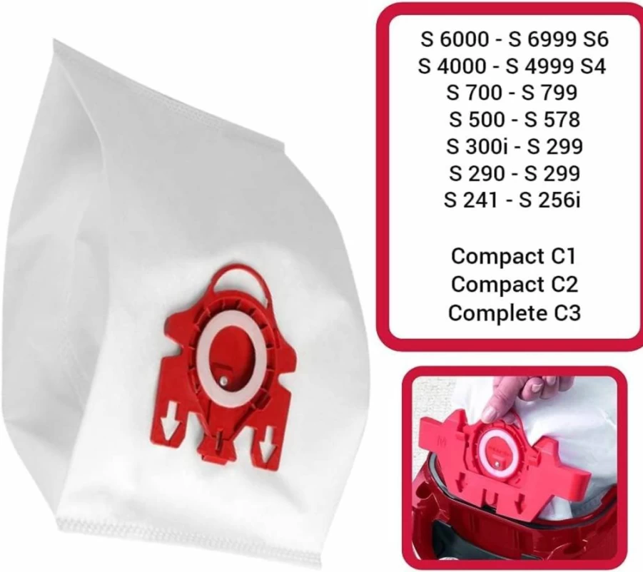 INKjetsclub 8-Pack Miele FJM Vacuum Bags with 2 Filters - Compatible with Miele Compact C1, C2 & S Series, Airclean 3D Efficiency Dust Bags Replacement