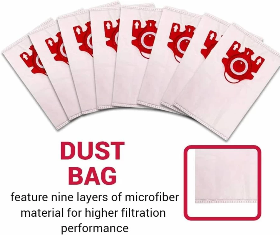 INKjetsclub 8-Pack Miele FJM Vacuum Bags with 2 Filters - Compatible with Miele Compact C1, C2 & S Series, Airclean 3D Efficiency Dust Bags Replacement