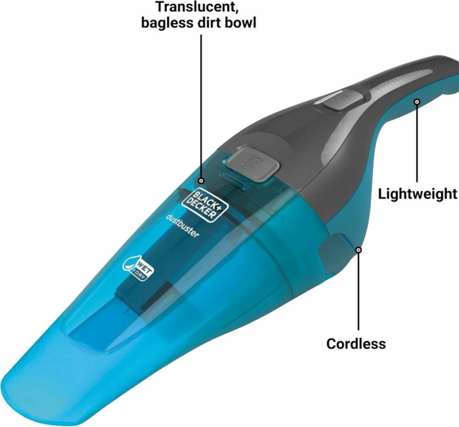 BLACK+DECKER HNV215BW52 Cordless Handheld Vacuum Cleaner, Dustbuster Wet/Dry Portable Hand Vac for Quick Cleanups