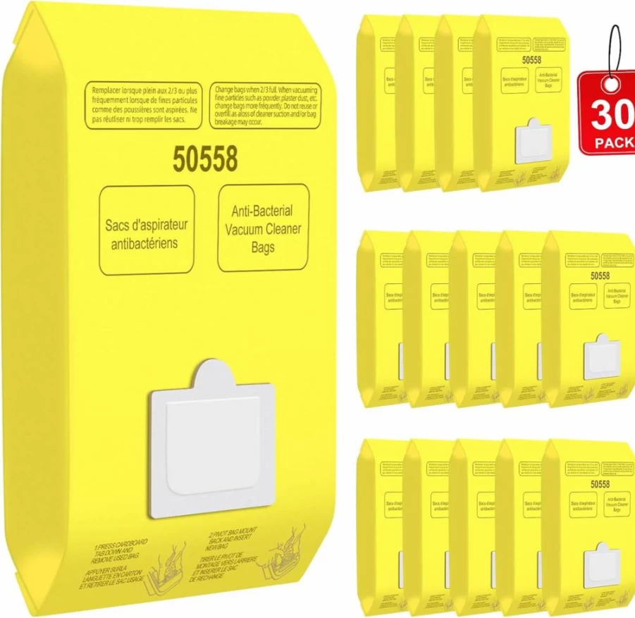 45 Pack Pulluty Vacuum Cleaner Bags Compatible with Kenmore Canister Type C/Q 5055, 50557, 50558, Type C-5, C-18, 200-800 Series Vacuums - HEPA Filter Replacement Bags