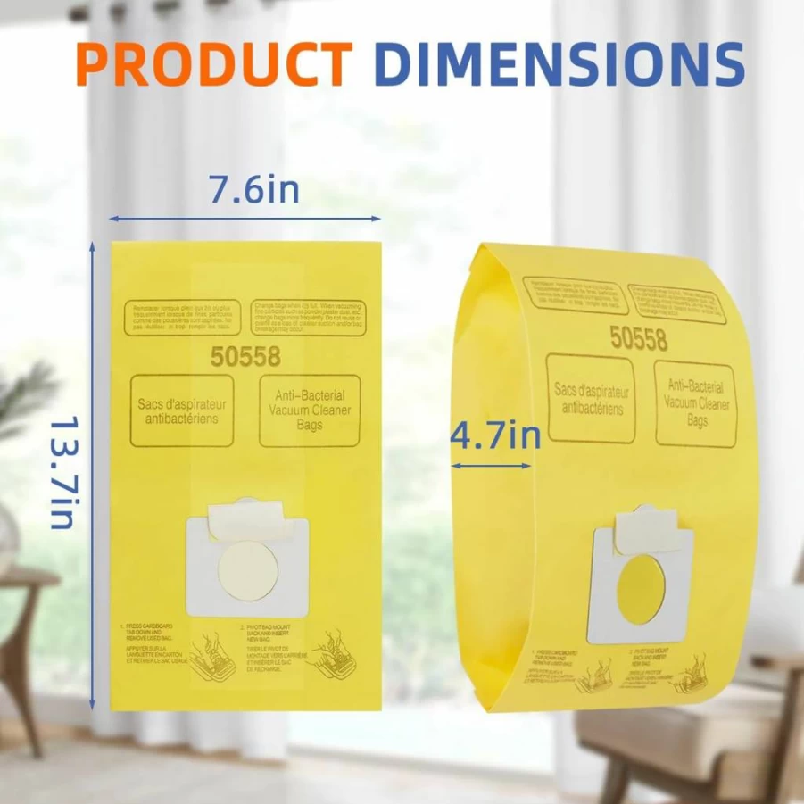 45 Pack Pulluty Vacuum Cleaner Bags Compatible with Kenmore Canister Type C/Q 5055, 50557, 50558, Type C-5, C-18, 200-800 Series Vacuums - HEPA Filter Replacement Bags