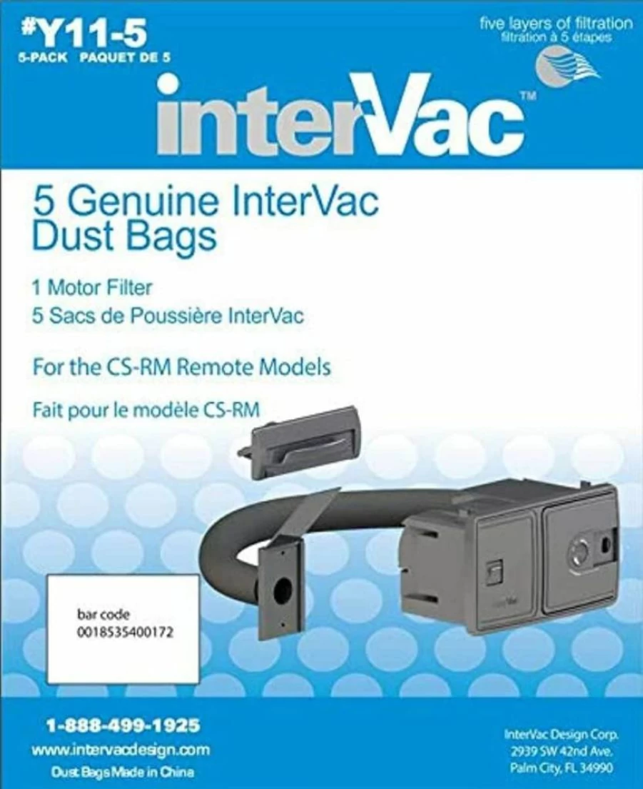 Genuine InterVac Y11-5 Vacuum Cleaner Dust Bags Compatible With CSR Models | InterVac Design Corp