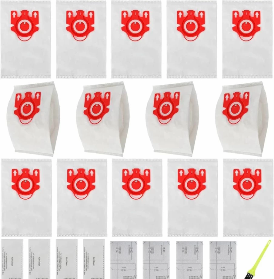 14 Pack Tivcroxs 3D Airclean Vacuum Bags with 4 Motor Protection Filters & 4 Airclean Filters, Compatible with Miele Compact C1, C2, S500-S578, S6000-S6999, S4000-S4999, S700, S5000-S6999