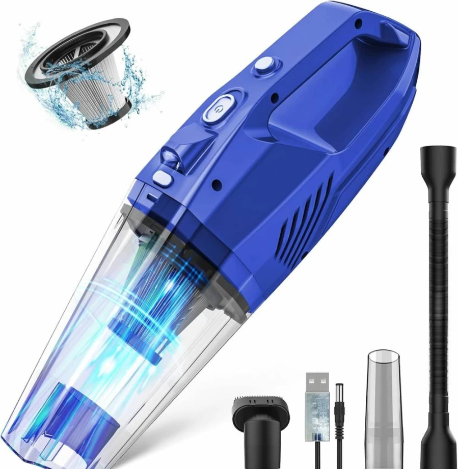 Bossdan Cordless Handheld Vacuum Cleaner - 6Kpa Powerful Suction, USB Rechargeable, HEPA Filter, LED Light for Pet Hair, Home, Car, Office with Accessories