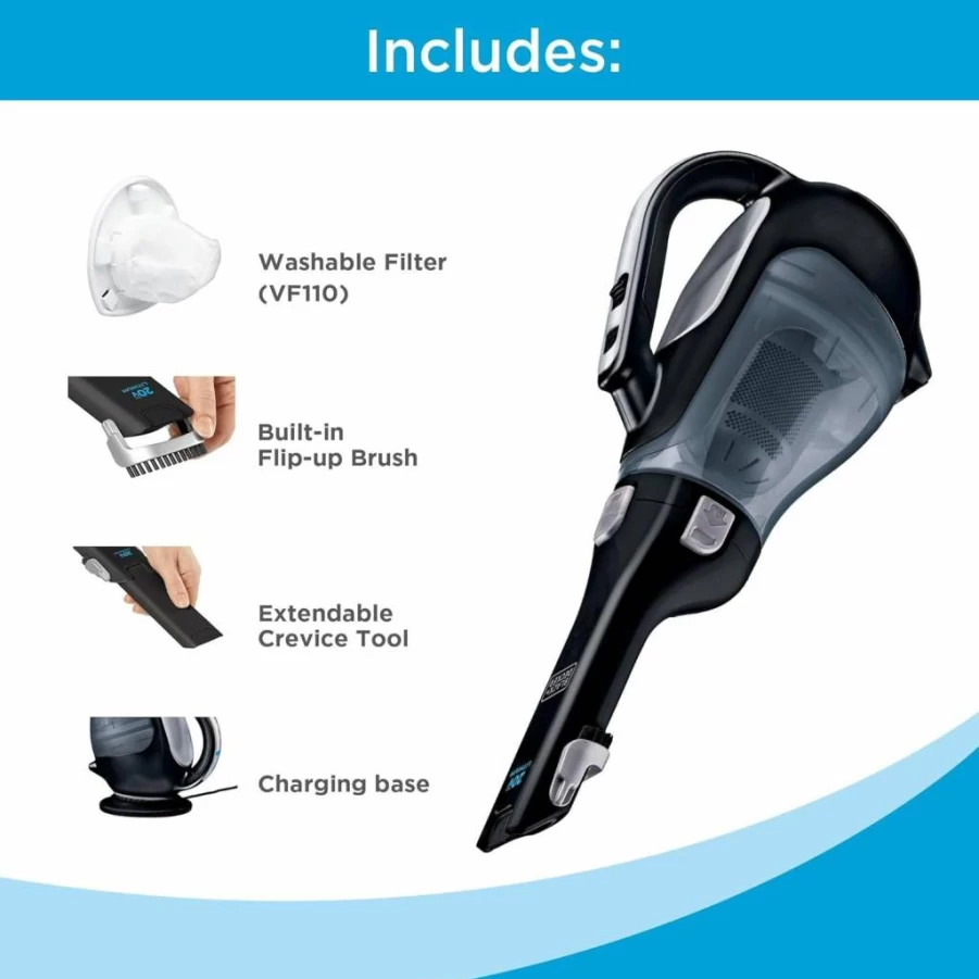 BLACK+DECKER BDH2000L Dustbuster 20V Cordless Handheld Vacuum Cleaner with Powerful Suction for Home and Car Cleaning