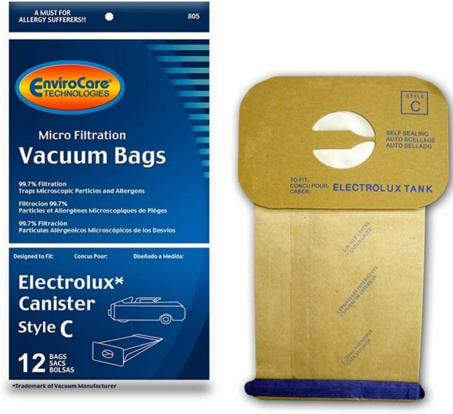 EnviroCare Type C Vacuum Bags - 12 Pack for Aerus & Electrolux Compatible Models
