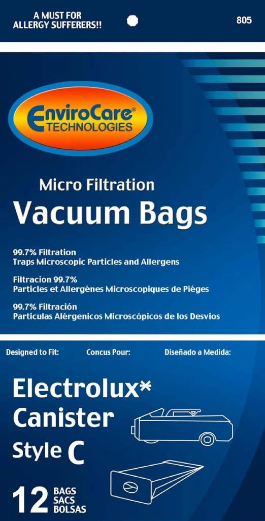 EnviroCare Type C Vacuum Bags - 12 Pack for Aerus & Electrolux Compatible Models