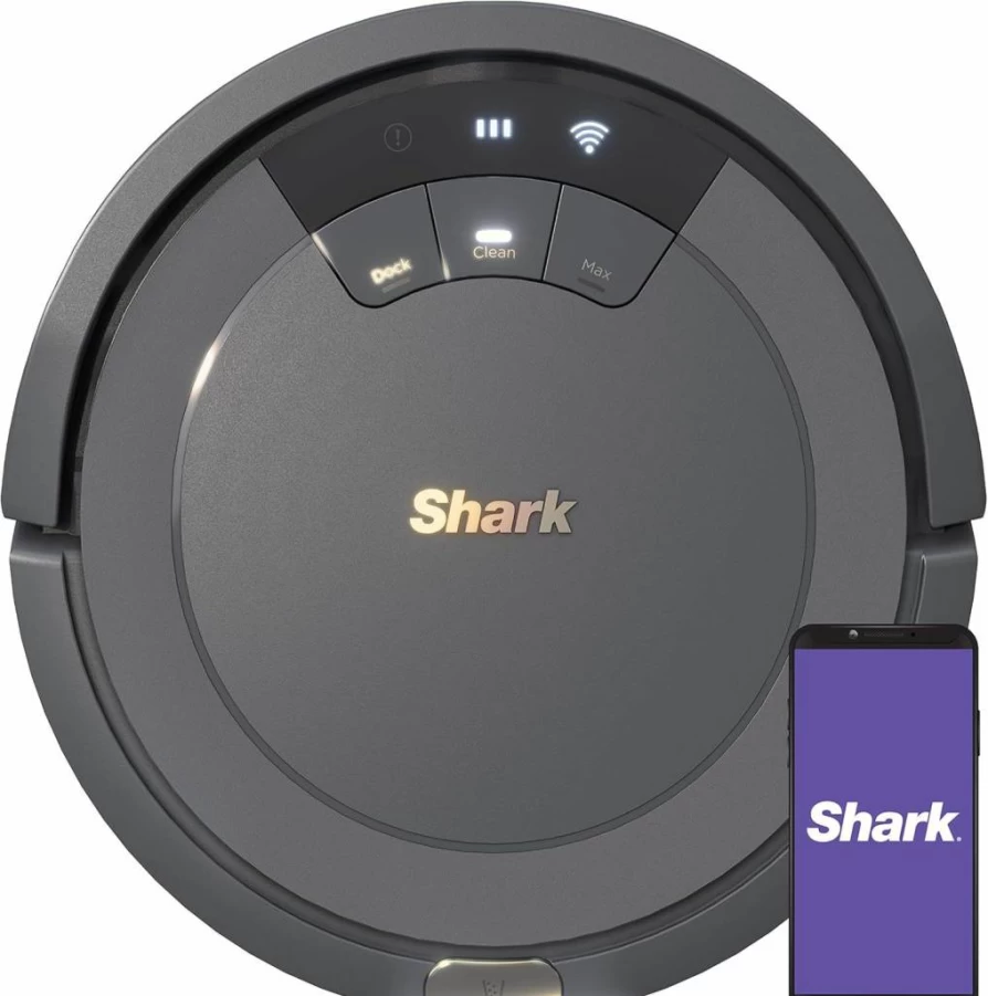 SHARK AV753 Wi-Fi Connected Robot Vacuum with Alexa Compatibility, 120-Minute Runtime, Multi-Surface Cleaning, Renewed (Gray)