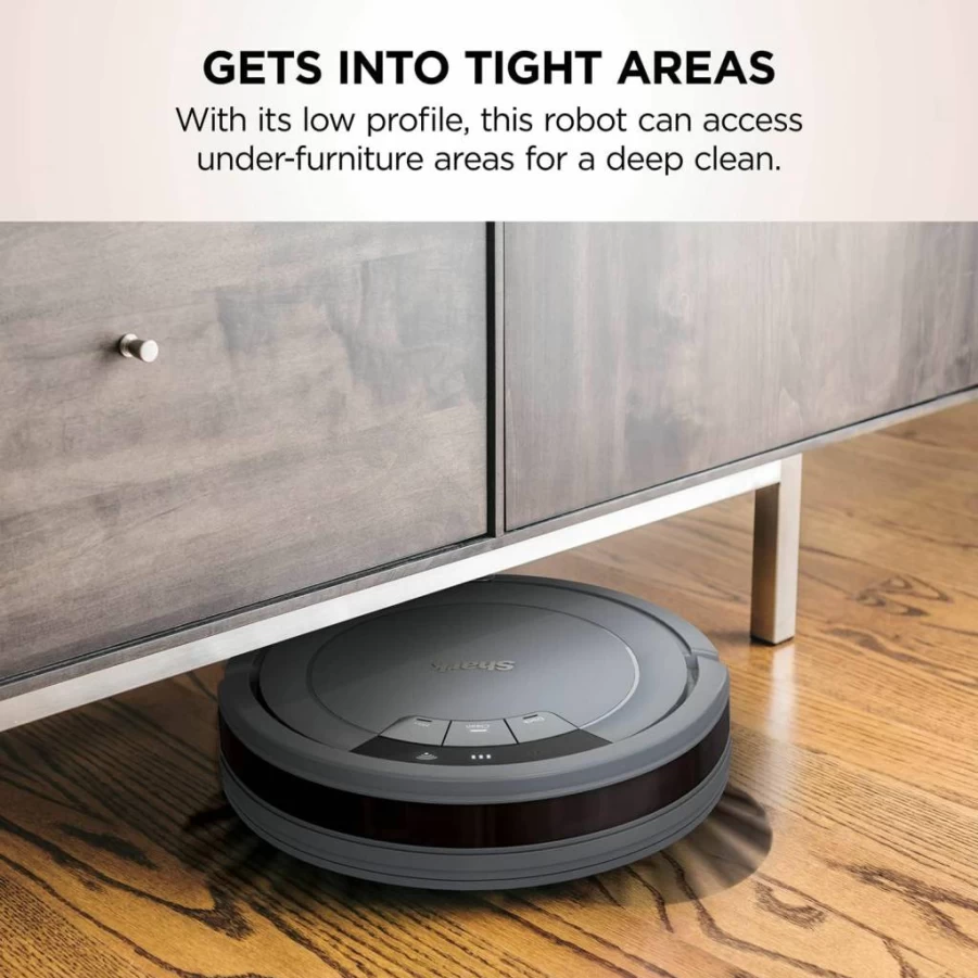 SHARK AV753 Wi-Fi Connected Robot Vacuum with Alexa Compatibility, 120-Minute Runtime, Multi-Surface Cleaning, Renewed (Gray)