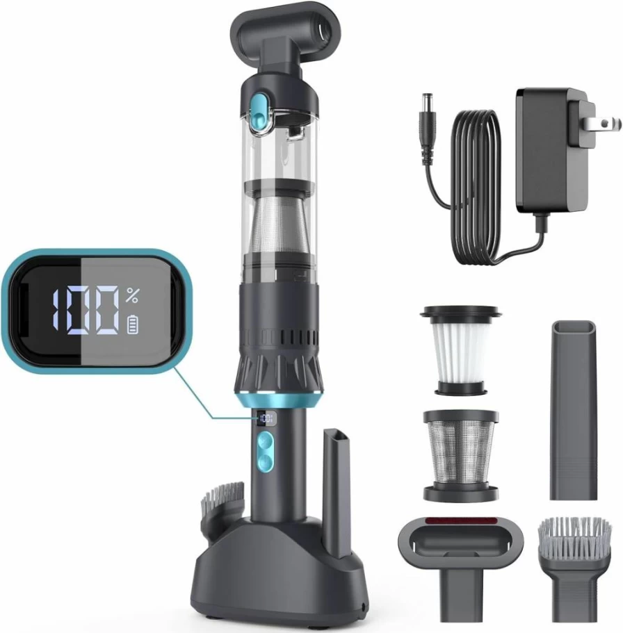 Generic Handheld Vacuum Cleaner - 18Kpa Powerful Suction, Brushless Motor, Multi-Layer Filtration, Charging Dock, LCD Display - Portable for Car, Sofa, Tabletop Cleaning