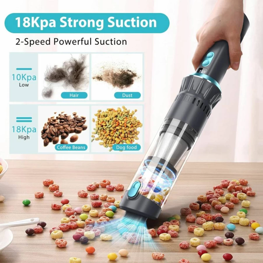 Generic Handheld Vacuum Cleaner - 18Kpa Powerful Suction, Brushless Motor, Multi-Layer Filtration, Charging Dock, LCD Display - Portable for Car, Sofa, Tabletop Cleaning