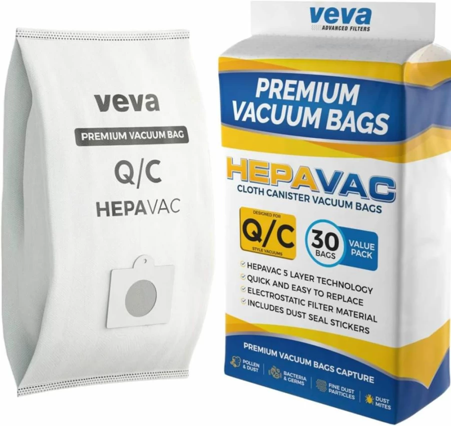 30 Pack VEVA HEPA Vacuum Bags for Kenmore Canister Q Series 200 400 600, Compatible With Models 5055 50558 53291 53292, Type Q Replacement Filter Bags
