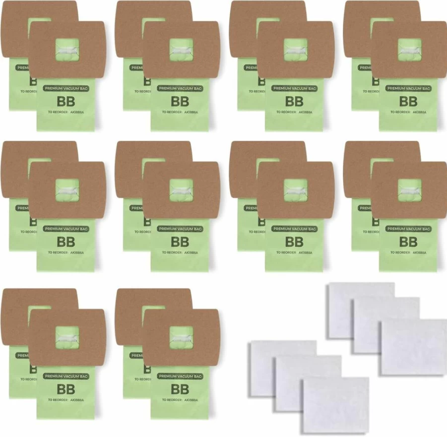 20 Pack BIHARNT Type BB Vacuum Bags - Compatible with Oreck XL Buster B, BB180, BB280, BB850, BB870, BB880, BB900, BB1000 & MV160CC1600 - Includes 6 Motor Filters