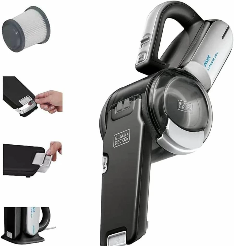 BLACK+DECKER BDH2000PL Cordless Handheld Vacuum Cleaner, Dustbuster Pivot Vac for Home and Car, Includes Crevice Tool and Pivot Nozzle, Lightweight and Portable