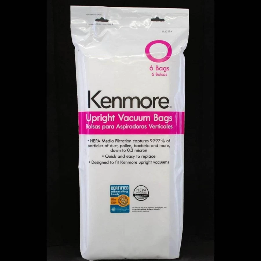 Kenmore 53294 6 Pack HEPA Type O Vacuum Bags Compatible with Kenmore Upright Vacuums