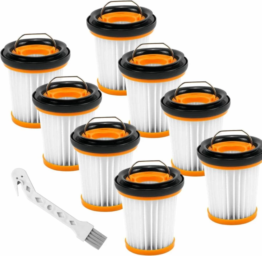 ATXKXE 8 Pack Replacement Filters + 1 Cleaning Brush Compatible with Shark Wandvac W1 S87 WV200 WV201 WV205 WV220, Fits Part # XHFWV200