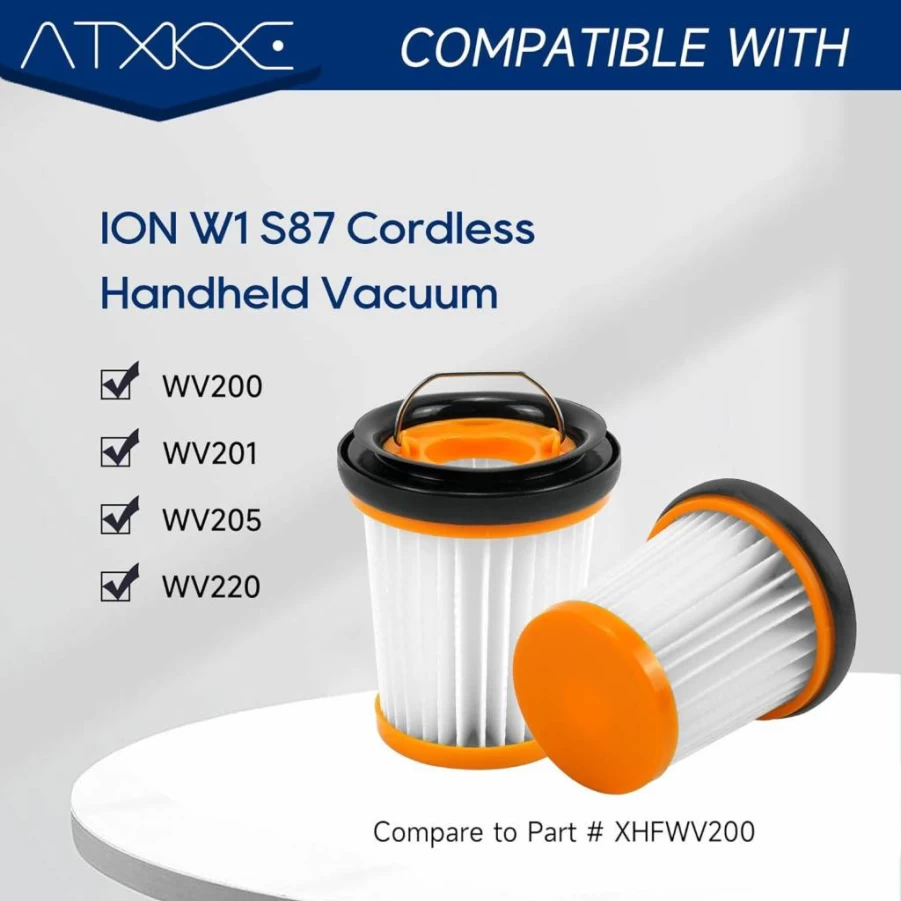 ATXKXE 8 Pack Replacement Filters + 1 Cleaning Brush Compatible with Shark Wandvac W1 S87 WV200 WV201 WV205 WV220, Fits Part # XHFWV200