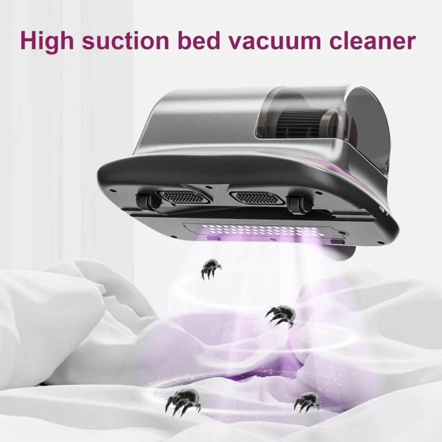hYwecy Cordless Handheld Vacuum Cleaner - 6600Pa Wireless UV Mattress Cleaner, 2-Speed Lightweight Vacuum for Bed, Sofa, Carpet, Pet Hair
