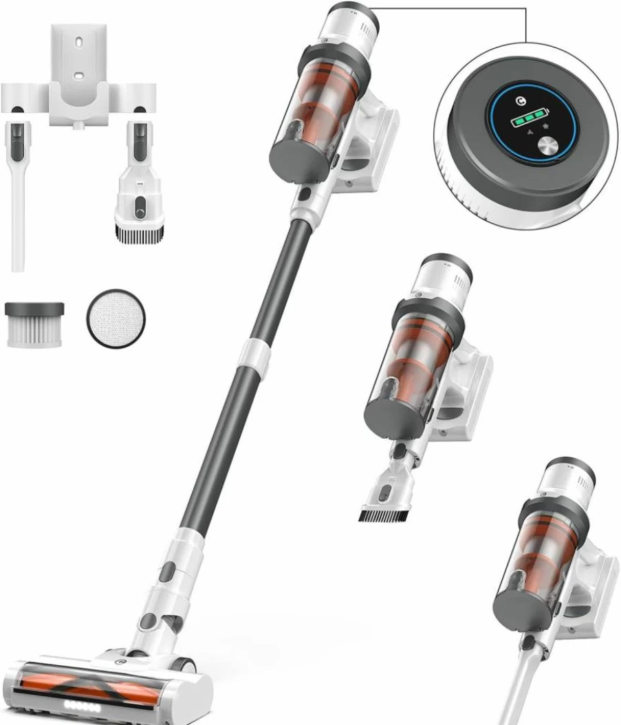 CHEBIO Cordless Vacuum Cleaner - 40Kpa Powerful Suction, 50 Min Runtime, 1.6L Anti-Tangle Dust Cup, Lightweight for Carpets & Hard Floors