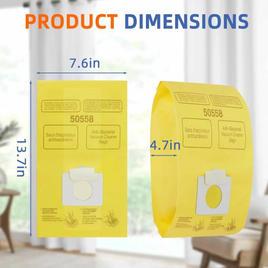 15 Pack Pulluty Vacuum Bags - Compatible with Kenmore 200/400/600/700/800 Series, Type C/Q Canister Vacuums (Model 5055, 50558) - HEPA Filter Replacement Bags