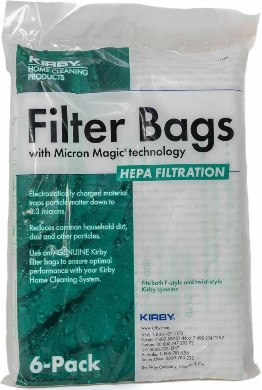 Kirby Microallergen Plus HEPA Filter Bags 6-Pack - Compatible with Kirby F-Style & Twist-Style Vacuums (Part #204814)