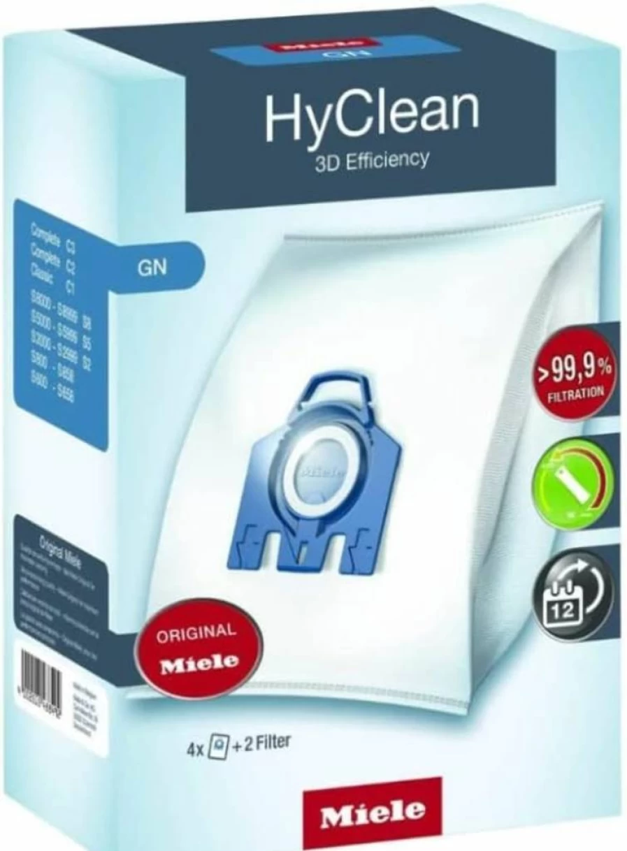 Miele Original Airclean 3D Efficiency GN Vacuum Cleaner Bags - Compatible with Complete C2, C3, Classic C1, S2, S5, S8 Models