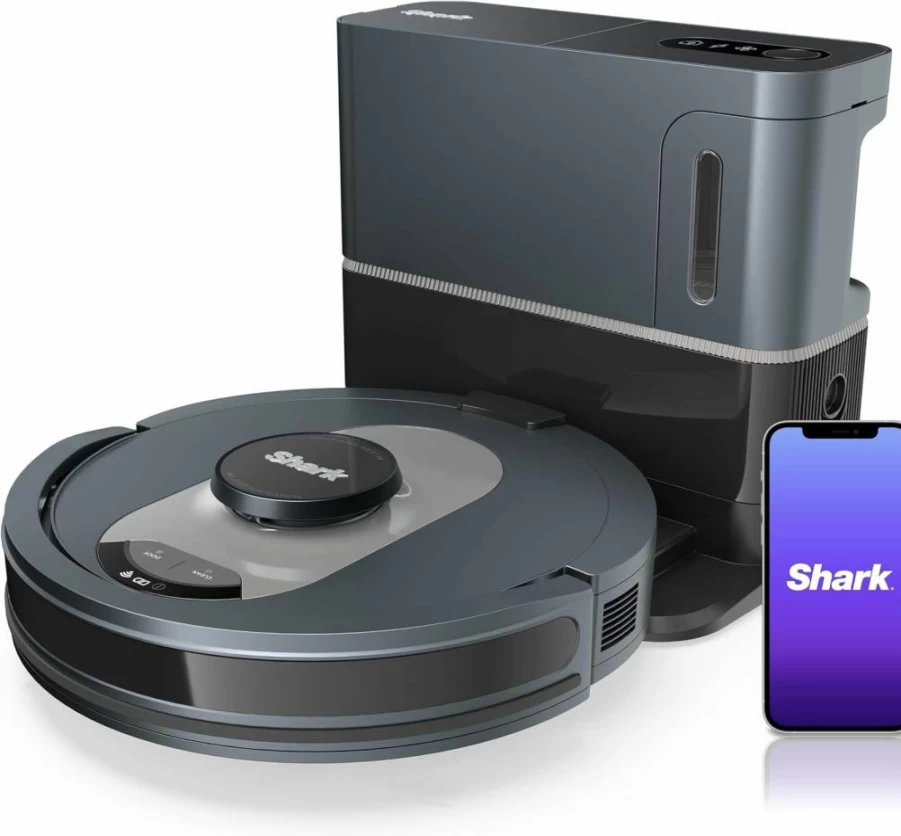 Shark Matrix AV2310AE Self-Emptying Robot Vacuum for Carpets & Hard Floors, Wi-Fi Connected, Bagless, 45-Day Capacity, Precision Home Mapping, Pet Hair Specialist, Black/Brass