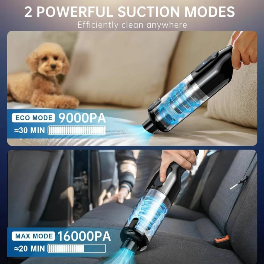 Dormzie Cordless Handheld Vacuum Cleaner - 16000Pa Powerful Suction, 1.3Lbs Lightweight, Rechargeable for Home, Car, Pet Hair, with Brushless Motor & Multi-Accessories