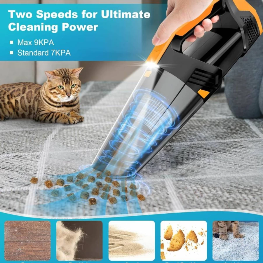 Blestan Cordless Handheld Vacuum Cleaner - High Power Suction, Lightweight Rechargeable, LED Light, Portable for Car, Home, Office, Pet Hair (Black)