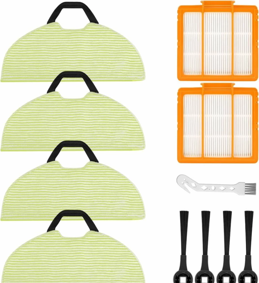 JORAIR Replacement Pads for Shark AV2610WA RV2610WA Robot Vacuum - 4 Mop Pads, 2 HEPA Filters, 4 Side Brushes - Compatible with Shark Ultra 2-in-1 Models RV2620WA RV2620WD RV2610WD RV2410WD