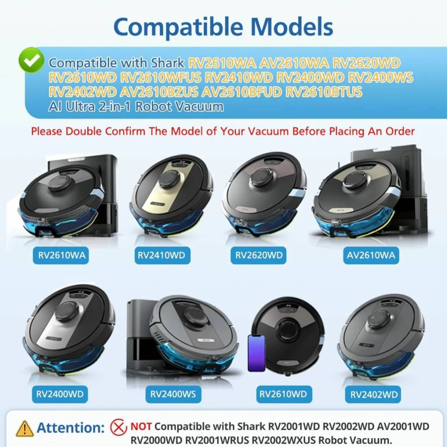 JORAIR Replacement Pads for Shark AV2610WA RV2610WA Robot Vacuum - 4 Mop Pads, 2 HEPA Filters, 4 Side Brushes - Compatible with Shark Ultra 2-in-1 Models RV2620WA RV2620WD RV2610WD RV2410WD