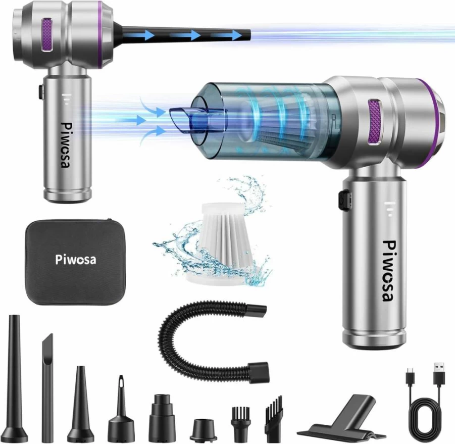 Piwosa Cordless Handheld Vacuum Cleaner with Brushless Motor, Strong Suction, LED Light, Type-C Charging for Car, Home, and Pet Hair