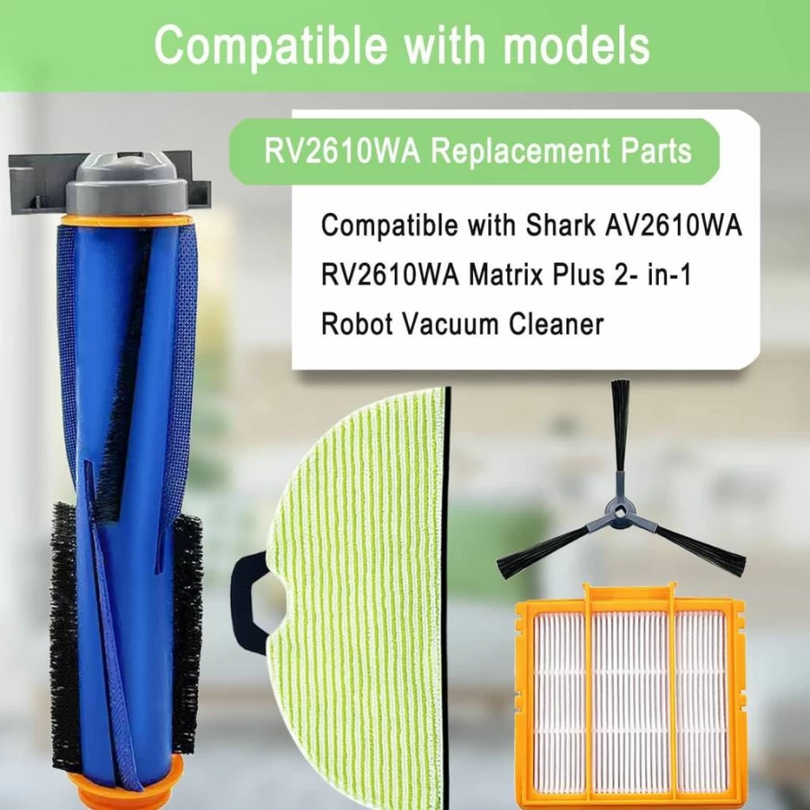 MalhSlix Replacement Parts Kit for Shark AI Ultra 2-in-1 Robot Vacuum - Main Brush, Side Brush, Filters, Roller Cover Compatible with AV2501S, AV2511AE, RV2502AE, RV2400WD Models