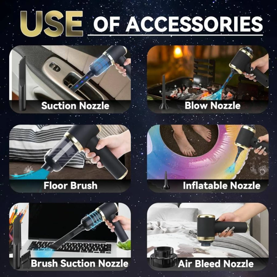 Cagulax Cordless Car Vacuum Cleaner - High Power Portable Handheld Vacuum for Auto Detailing (Black & Gold)