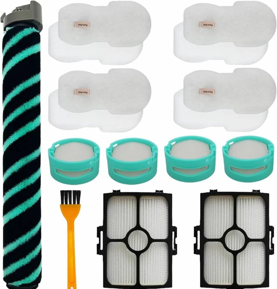 Dxyue 12-Pack Replacement Parts Kit for Shark Power Detect Upright Vacuum - Includes 1 Roller Brush, 2 HEPA Filters, 4 Filter Cotton, 4 Aroma Pads, 1 Small Yellow Brush (Compatible with Hz4002/Hz4000 Models)