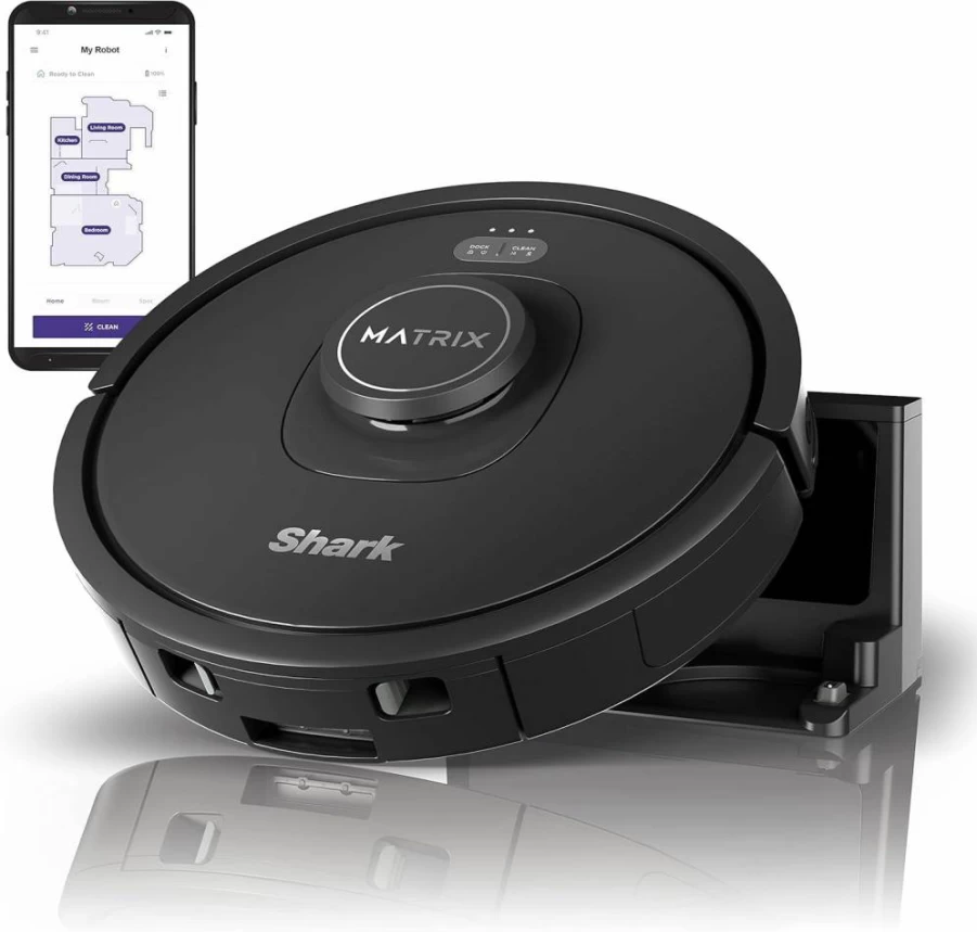 Shark RV2310 Matrix Robot Vacuum for Pet Hair, Self-Cleaning Brushroll, Wi-Fi Connected, Works on Carpets & Hard Floors, Precision Home Mapping, Black/Silver