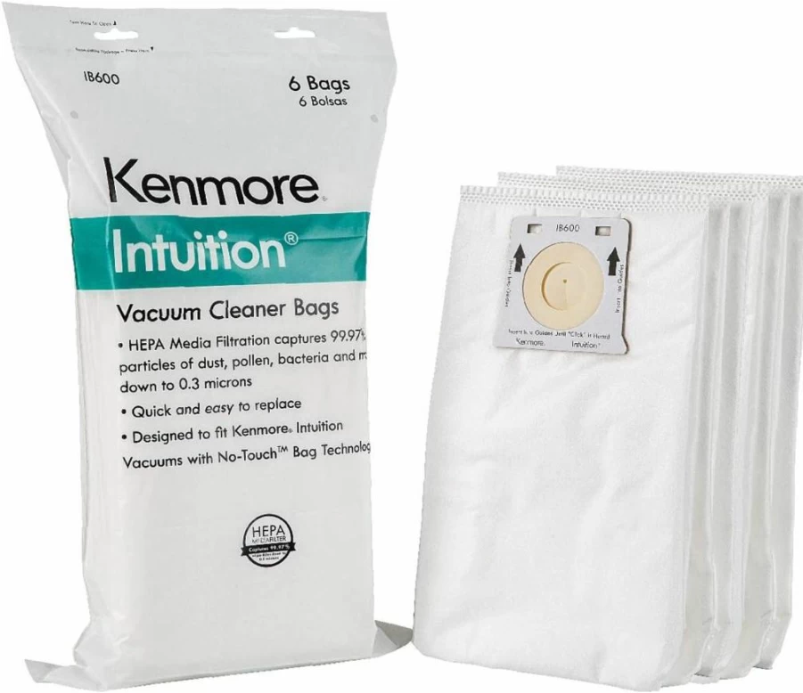 Kenmore HEPA Vacuum Cleaner Replacement Bags for IB600, BU4022, BU4020, BU4018, BU4050, BU3040 - White, Compatible with Intuition Upright Models