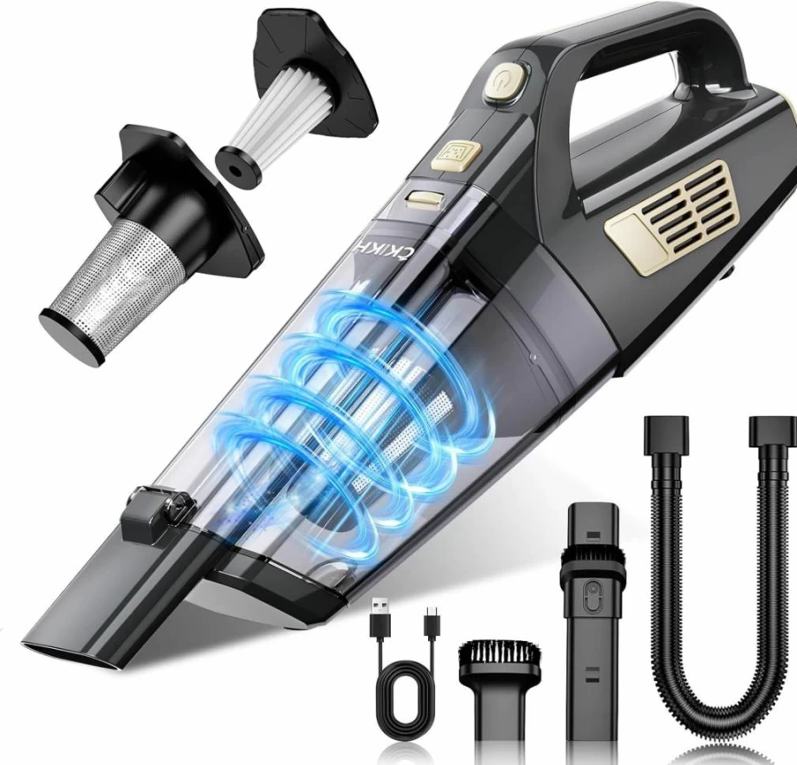 CKIKH Cordless Handheld Vacuum Cleaner - 15000Pa Strong Suction, Lightweight & Portable with Multi-Nozzles, Washable Filter - Ideal for Car, Home, Office, Pet Hair (Rechargeable)