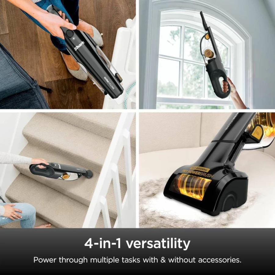 Shark CH951 Ultracyclone Pet Pro Plus Cordless Handheld Vacuum - Powerful Suction for Car & Home, Includes Pet Power Brush, Crevice Tool, Scrubbing Brush, XL Dust Cup, Lightweight & Portable, Black
