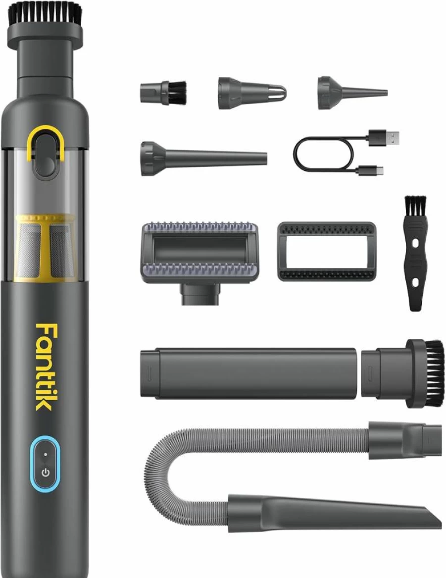 Fanttik Slim V8 Apex Cordless Car Vacuum Cleaner, 19000Pa Powerful Suction, 4-in-1 Handheld Vacuum for Car, Home, Office, Type-C Charging, 2 Modes, Portable & Lightweight (Black)