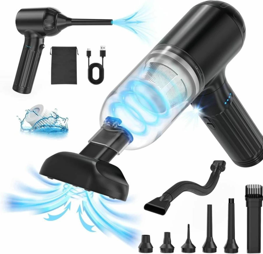OGMAPLE 150W Cordless Handheld Vacuum Cleaner - 17000Pa High Power, 4-in-1 Mini Vac & Air Duster with 180° Rotatable Handle, LED Light for Car, Home, Office (Black)