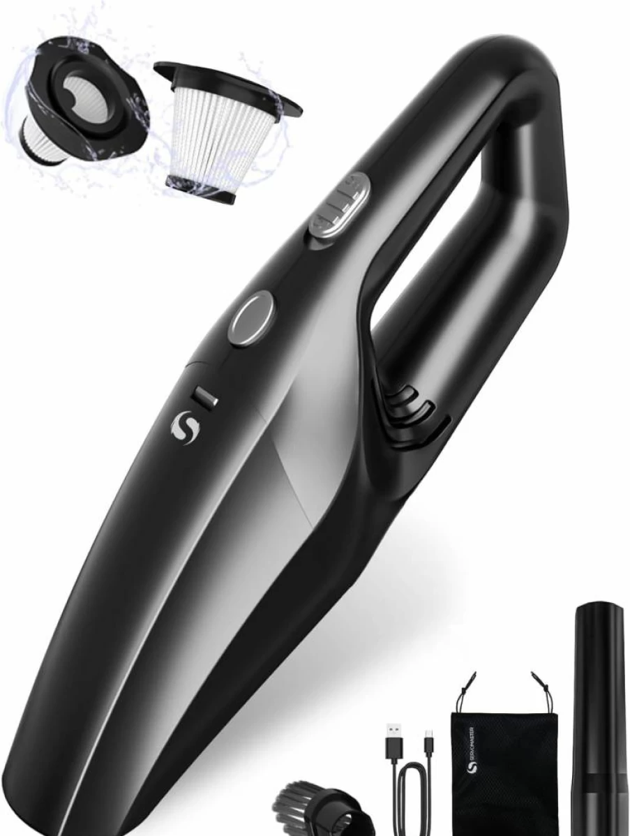 SERVOMASTER Cordless Handheld Vacuum - Powerful Portable Car Vacuum with Rechargeable Battery, Washable HEPA Filter, Mini Vacuum Cleaner for Home and Auto