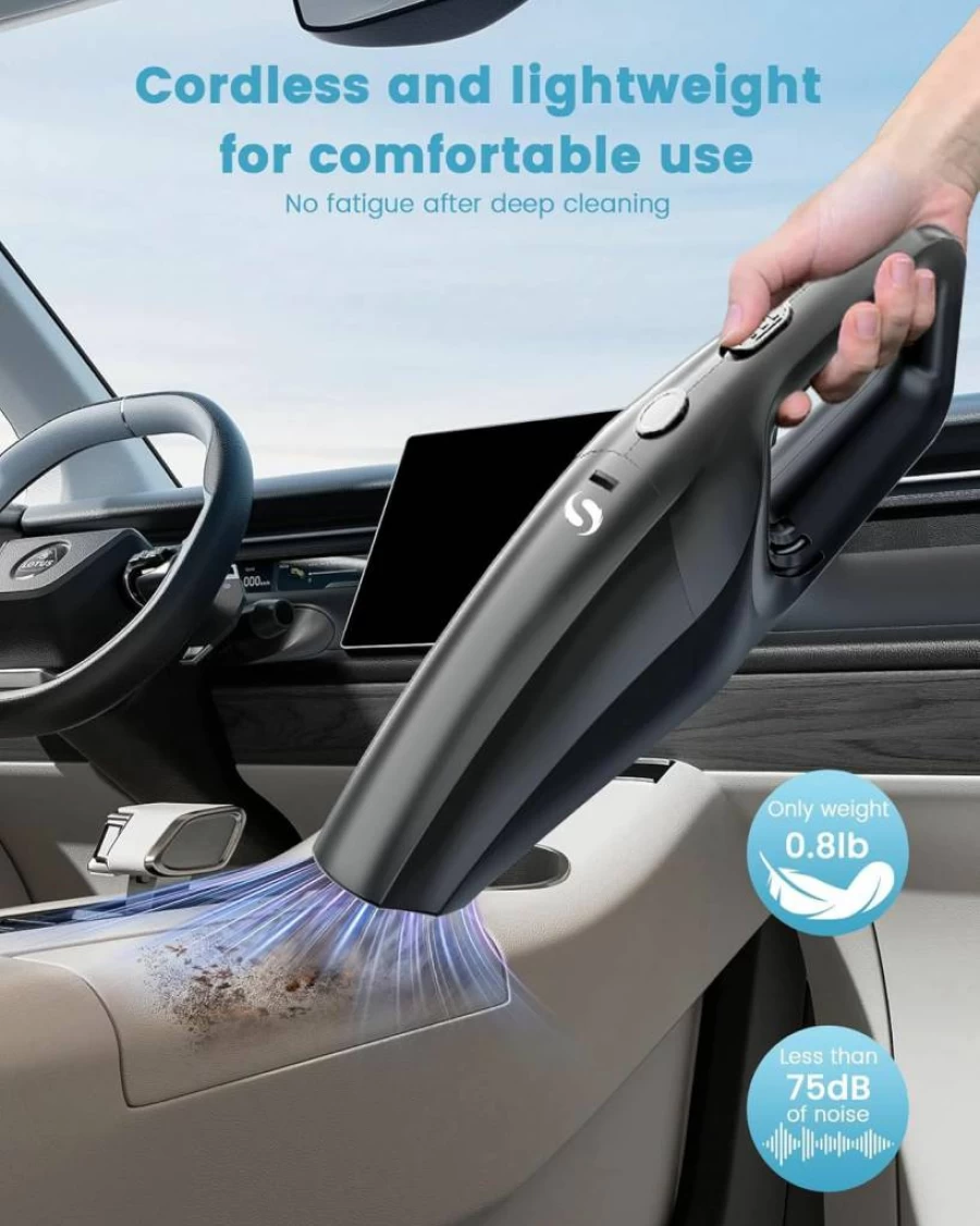 SERVOMASTER Cordless Handheld Vacuum - Powerful Portable Car Vacuum with Rechargeable Battery, Washable HEPA Filter, Mini Vacuum Cleaner for Home and Auto