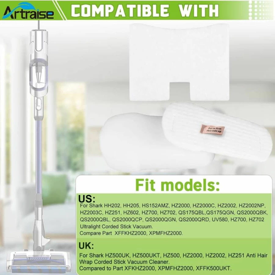 Artraise Vacuum Filter Replacement Compatible with Shark Vertex UV580, HH202, HH205, HS152AMZ, HZ2000 Series - Replaces XFFKHZ2000, XPMFHZ2000 - Ultralight DuoClean PowerFins Corded Vacuum Parts