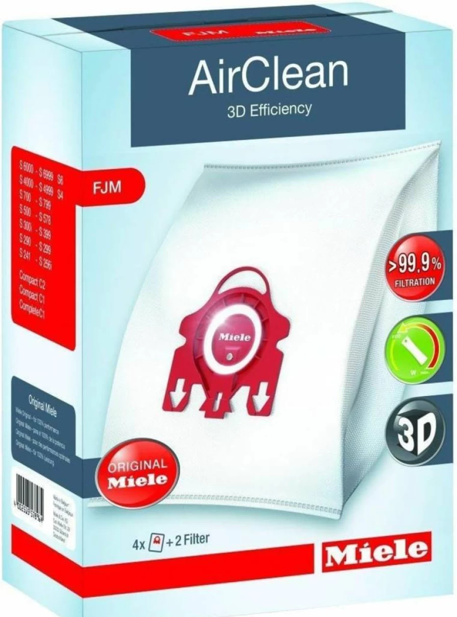 Miele Genuine FJM Airclean Vacuum Cleaner Dust Bags - 8 Pack | OEM Replacement for Miele Vacuums