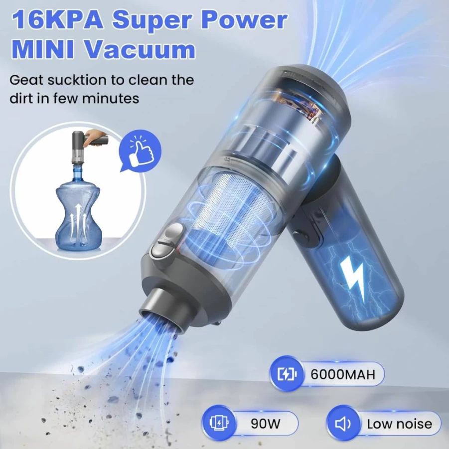 JYNSROU Arify Pro Cordless Car Vacuum Cleaner - 16000Pa Powerful Suction, 4-in-1 Foldable Handheld Vacuum with Brushless Motor, Rechargeable for Pet Hair, Car Seats, Home & Office Cleaning