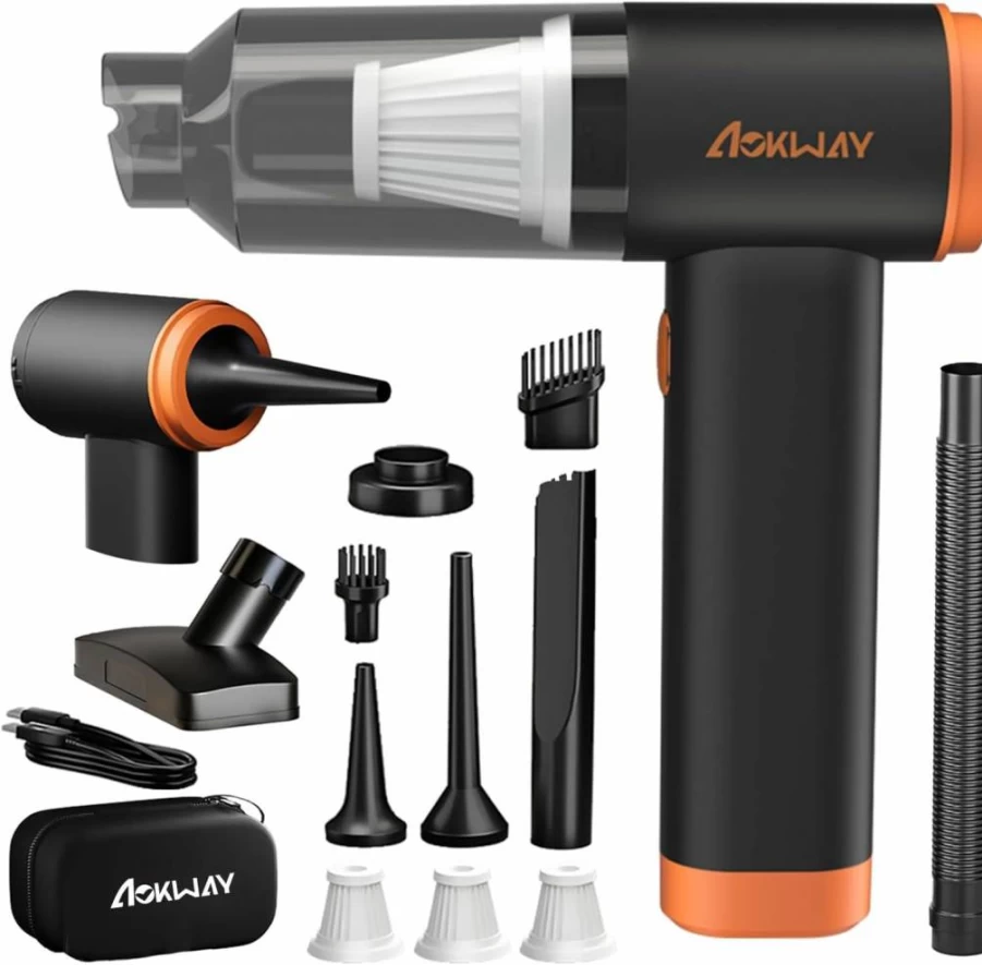 Aokway Cordless Car Vacuum Cleaner 20000Pa Powerful Suction, 7800mAh Rechargeable Handheld Vacuum 4-in-1 for Car Home Office Desk Cleaning, Portable Air Duster & Blower