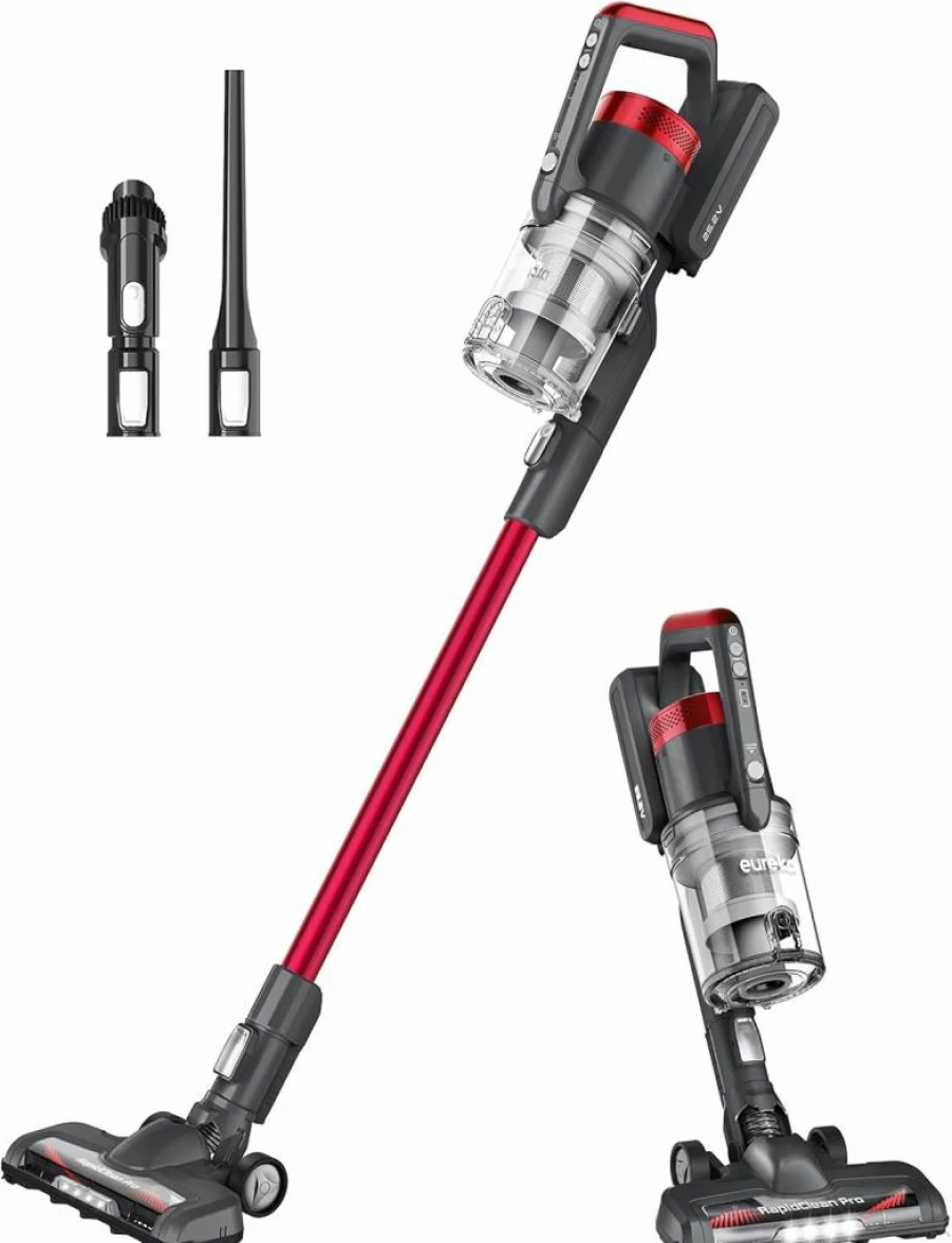 Eureka RapidClean Pro NEC186 Cordless Stick Vacuum Cleaner - Lightweight, Powerful Suction, Rechargeable, for Hard Floors & Pet Hair, Rose Red