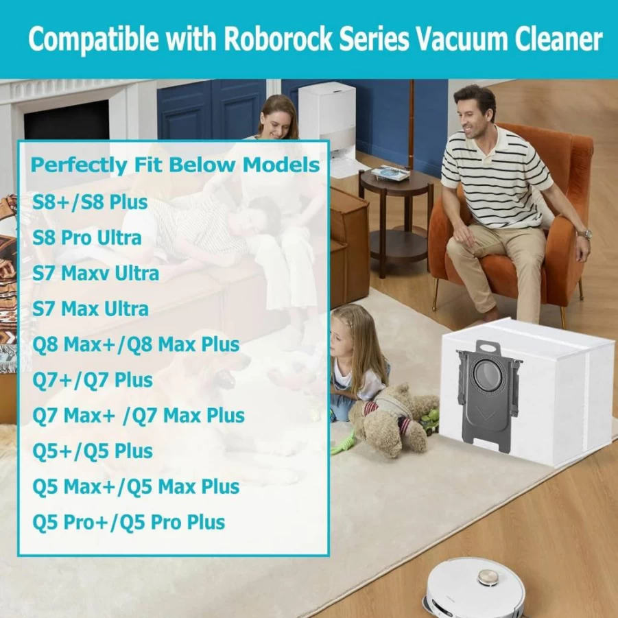 20 Pack Janhaley 3L Large Capacity Disposable Dust Bags for Roborock S8/S7/Q7/Q5 Series Vacuum Cleaners, Compatible with S8 Pro Ultra, S7 Max Ultra, Q7 Max+, Q5 Pro+